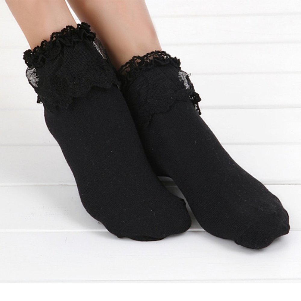 Black frilly socks